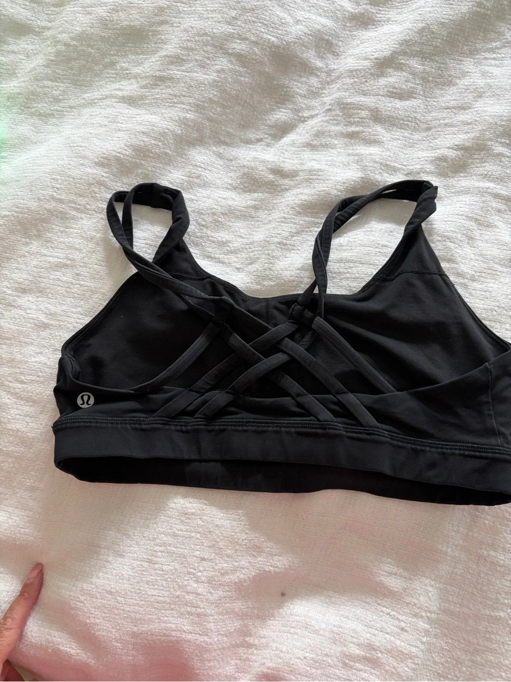 lululemon athletica Black Sports Bra with Iridescent Lavender Logo